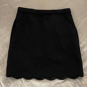 Skies Are Blue Elegant Black Scalloped Mini Skirt